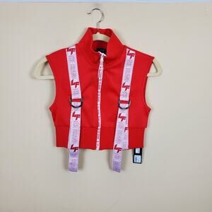 LF the Brand Cropped Branded Logo Vest in Red Size S